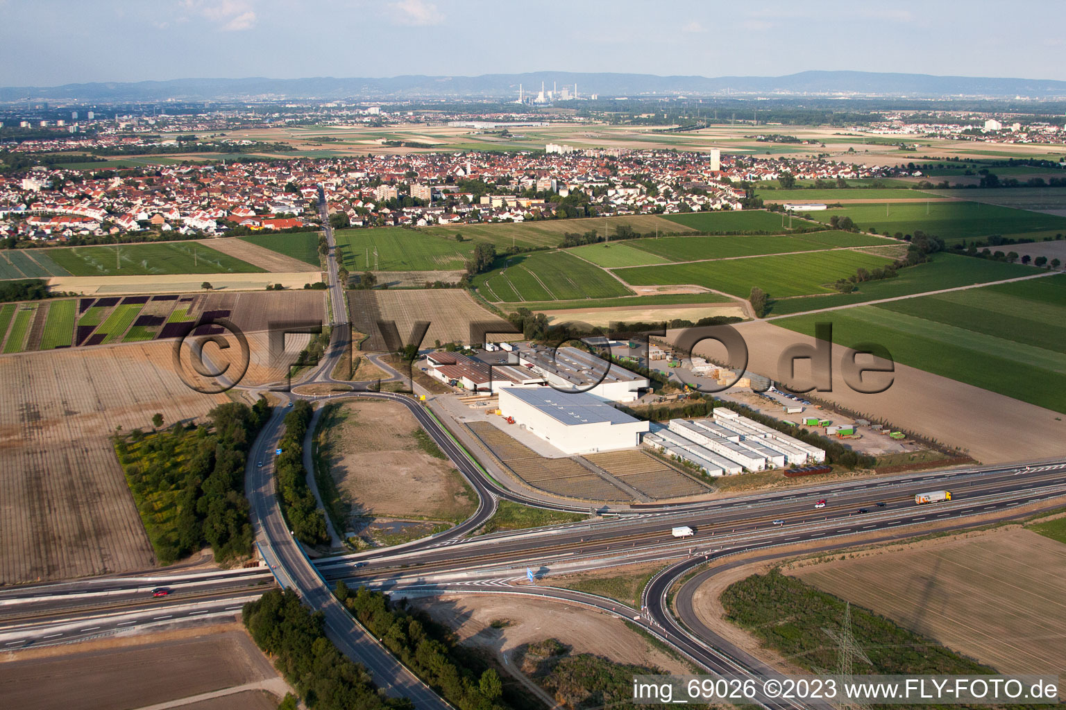 Aerial photograpy of Vegetable hit V+V in Mutterstadt in the state Rhineland-Palatinate, Germany