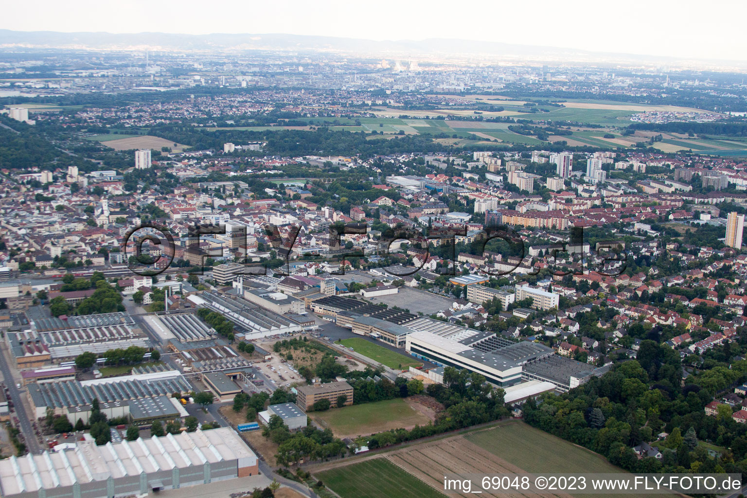 Aerial view of KSB SE in Frankenthal in the state Rhineland-Palatinate, Germany