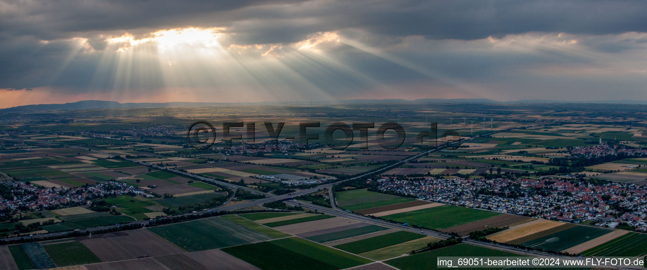 Panorama from the local area and environment in Beindersheim in the state Rhineland-Palatinate