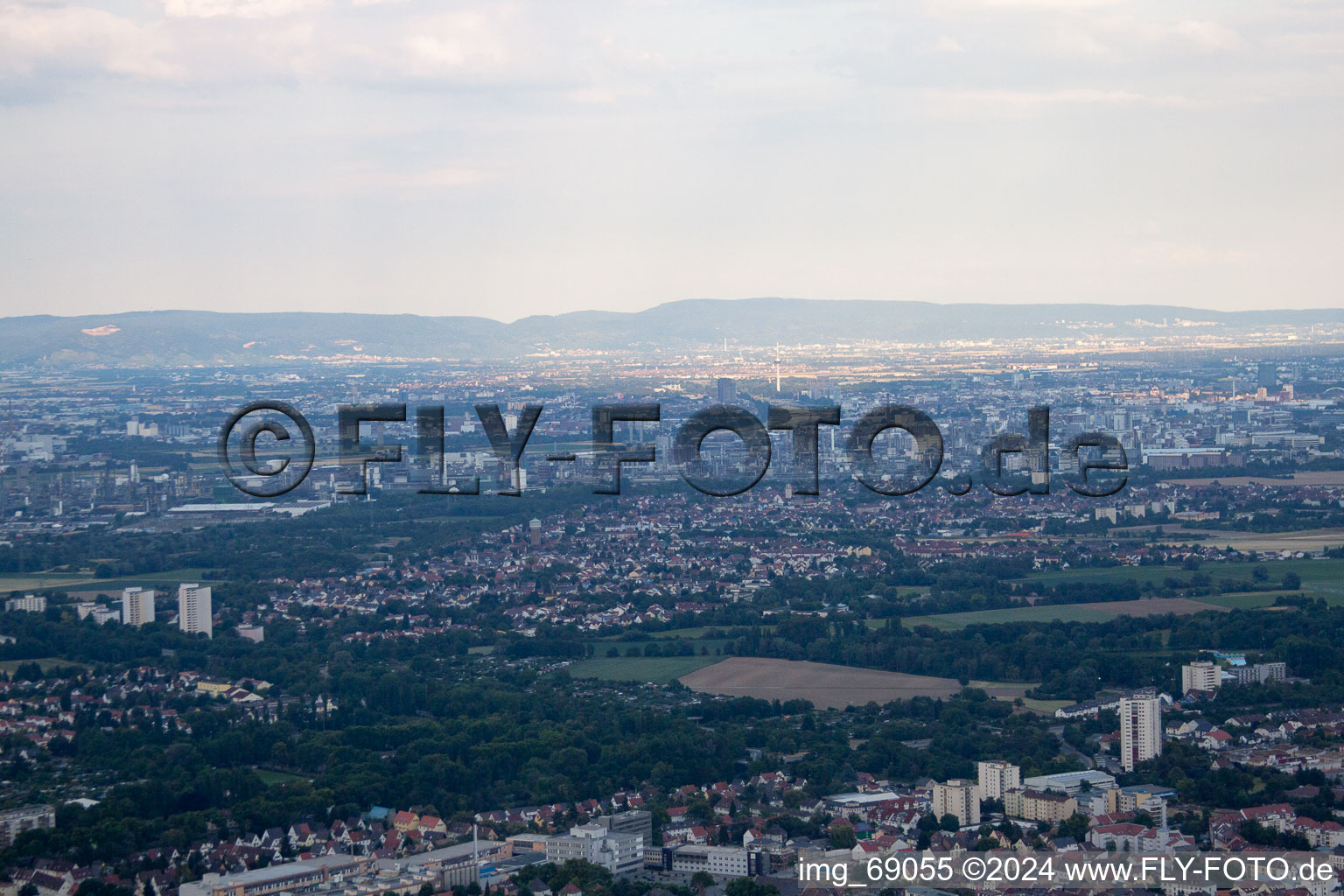 District Edigheim in Ludwigshafen am Rhein in the state Rhineland-Palatinate, Germany seen from above