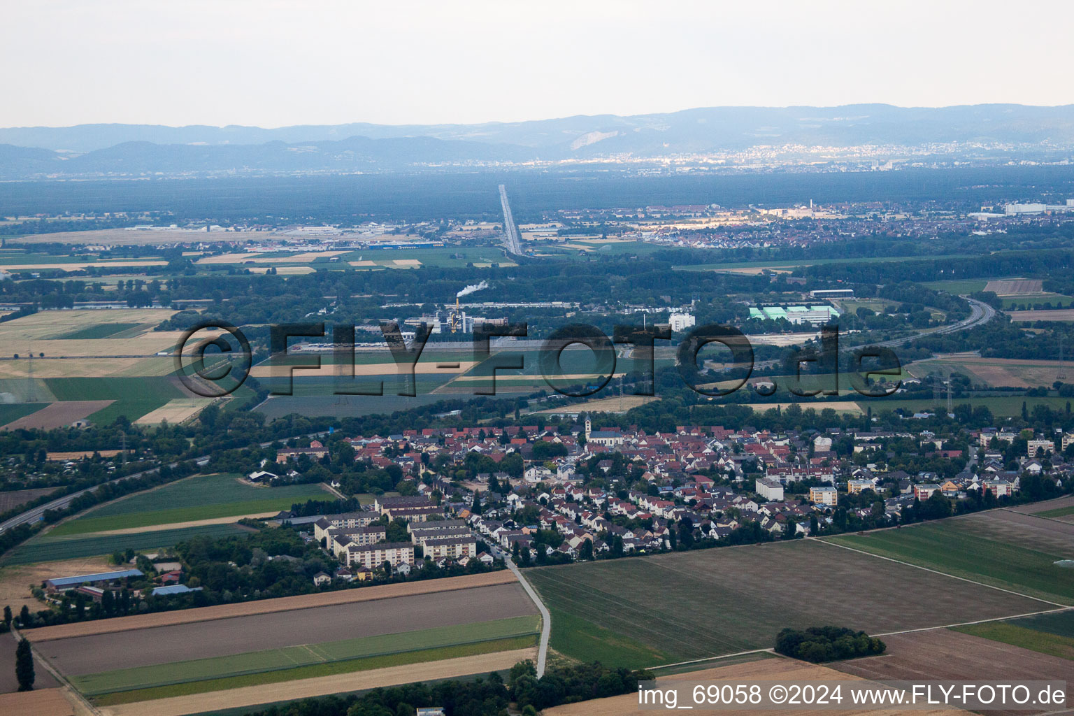 District Mörsch in Frankenthal in the state Rhineland-Palatinate, Germany from above