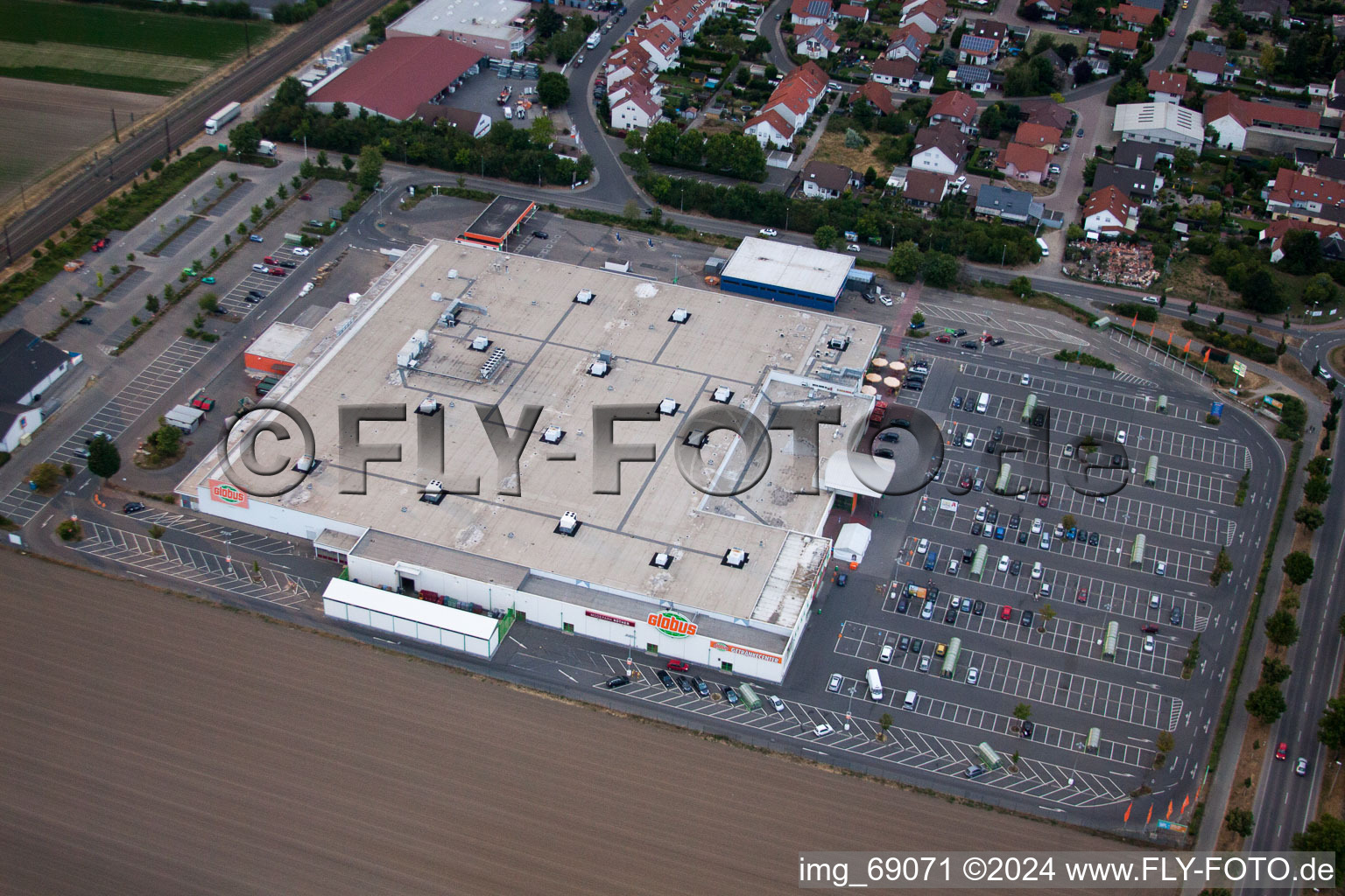 Aerial view of Globe in the district Bobenheim in Bobenheim-Roxheim in the state Rhineland-Palatinate, Germany