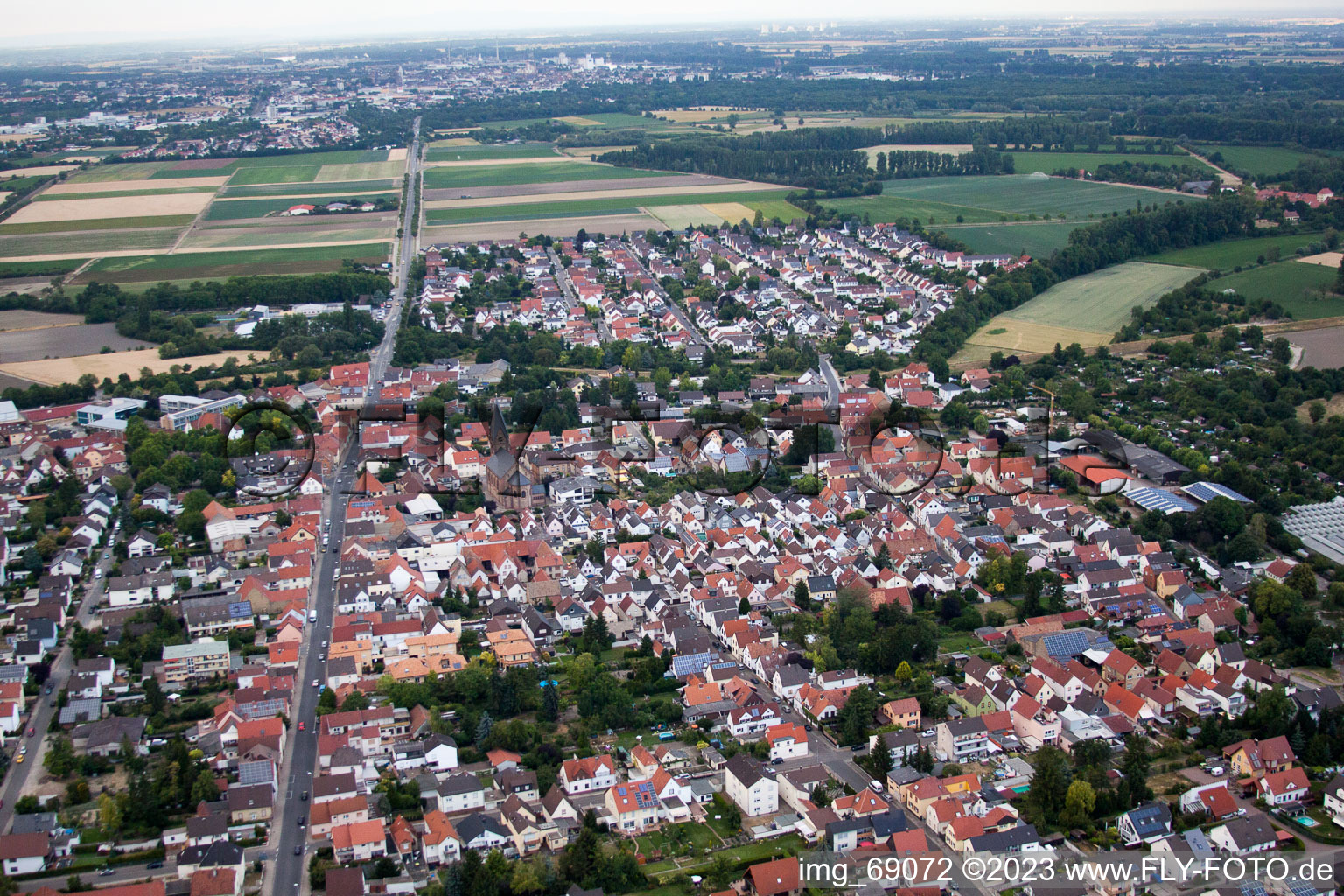 Aerial view of District Bobenheim in Bobenheim-Roxheim in the state Rhineland-Palatinate, Germany