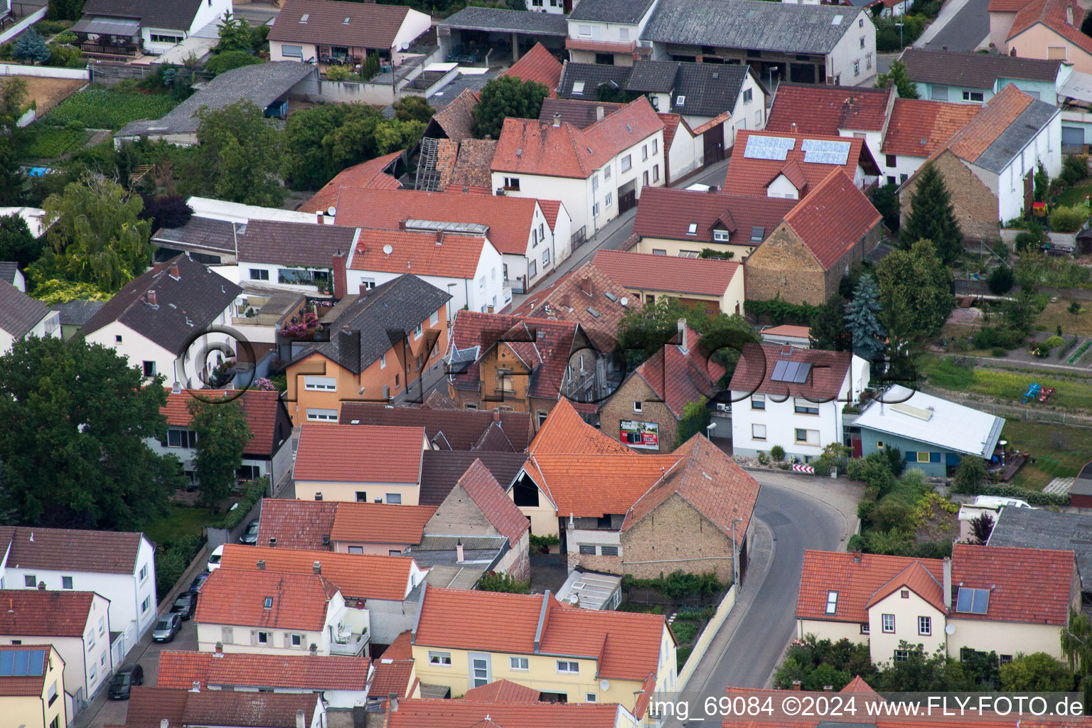 Aerial photograpy of District Bobenheim in Bobenheim-Roxheim in the state Rhineland-Palatinate, Germany