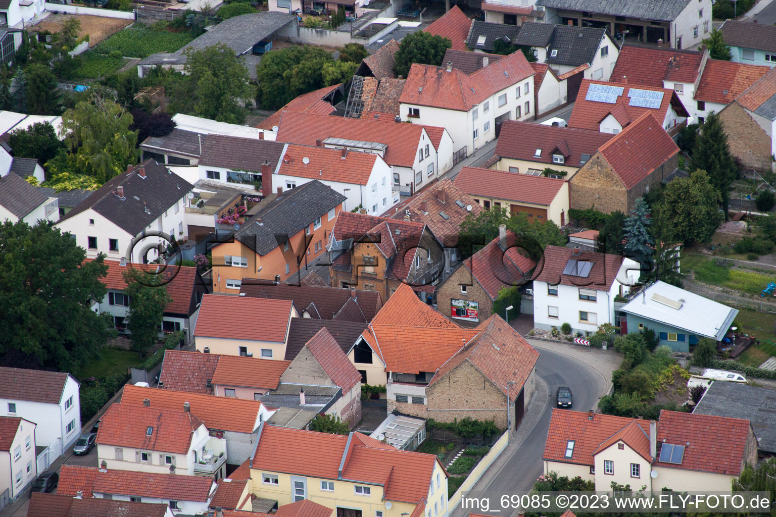 Oblique view of District Bobenheim in Bobenheim-Roxheim in the state Rhineland-Palatinate, Germany