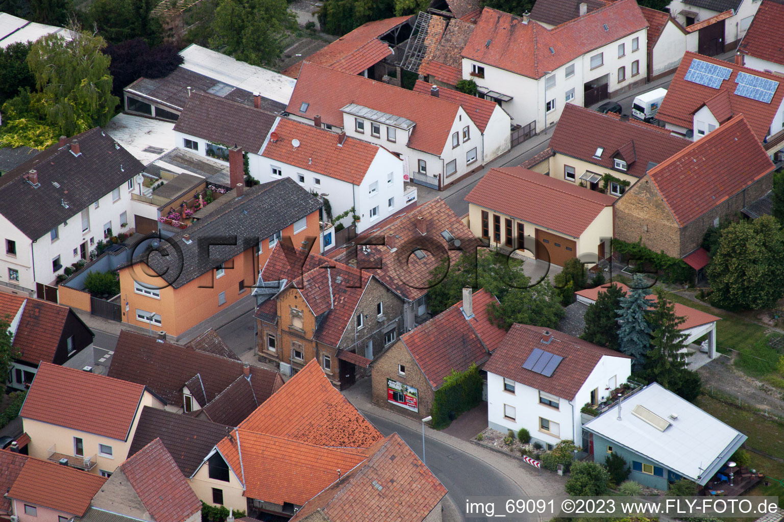 District Bobenheim in Bobenheim-Roxheim in the state Rhineland-Palatinate, Germany from the plane