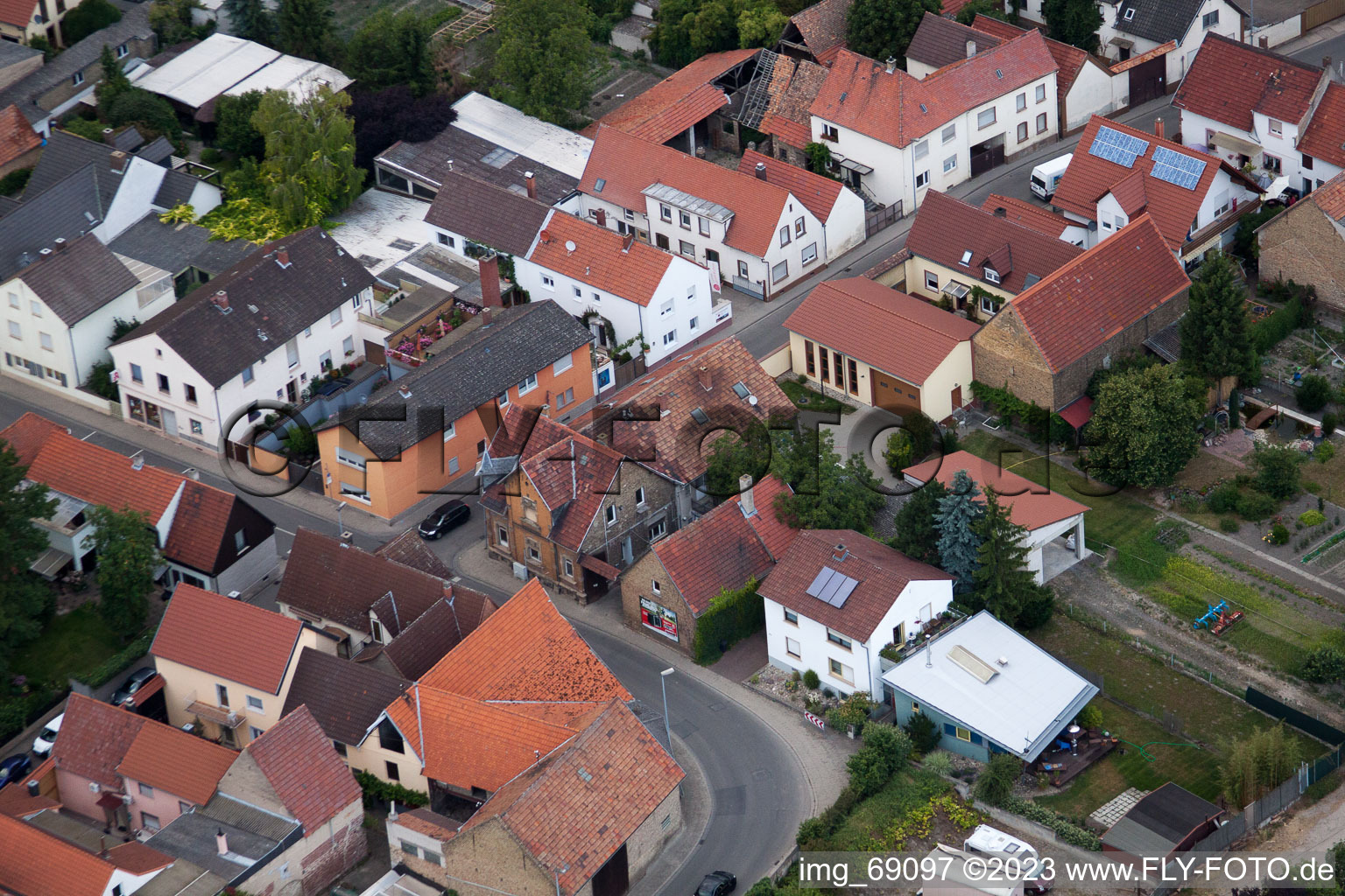 Drone recording of District Bobenheim in Bobenheim-Roxheim in the state Rhineland-Palatinate, Germany