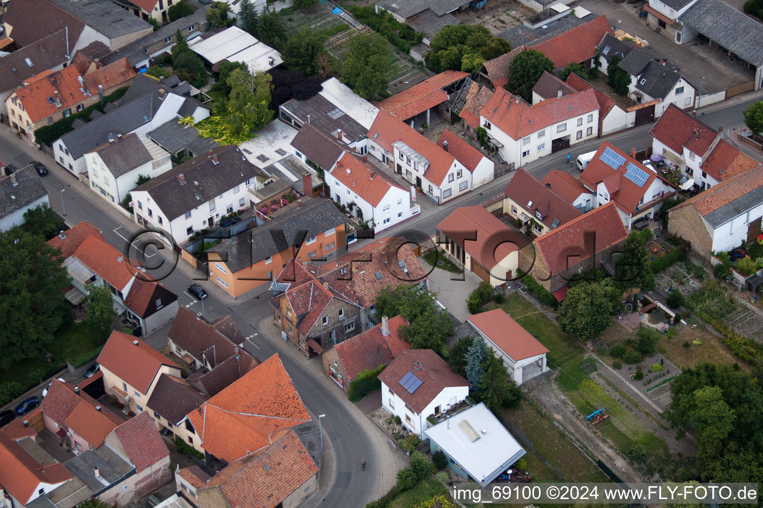 District Bobenheim in Bobenheim-Roxheim in the state Rhineland-Palatinate, Germany from the drone perspective