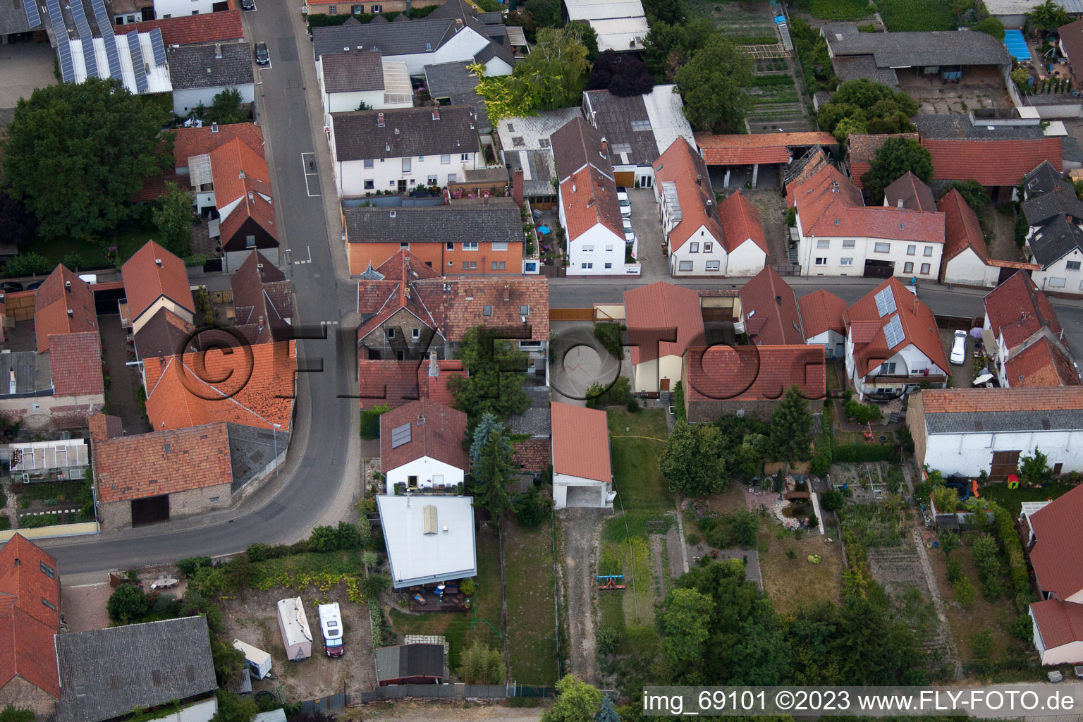 District Bobenheim in Bobenheim-Roxheim in the state Rhineland-Palatinate, Germany from a drone