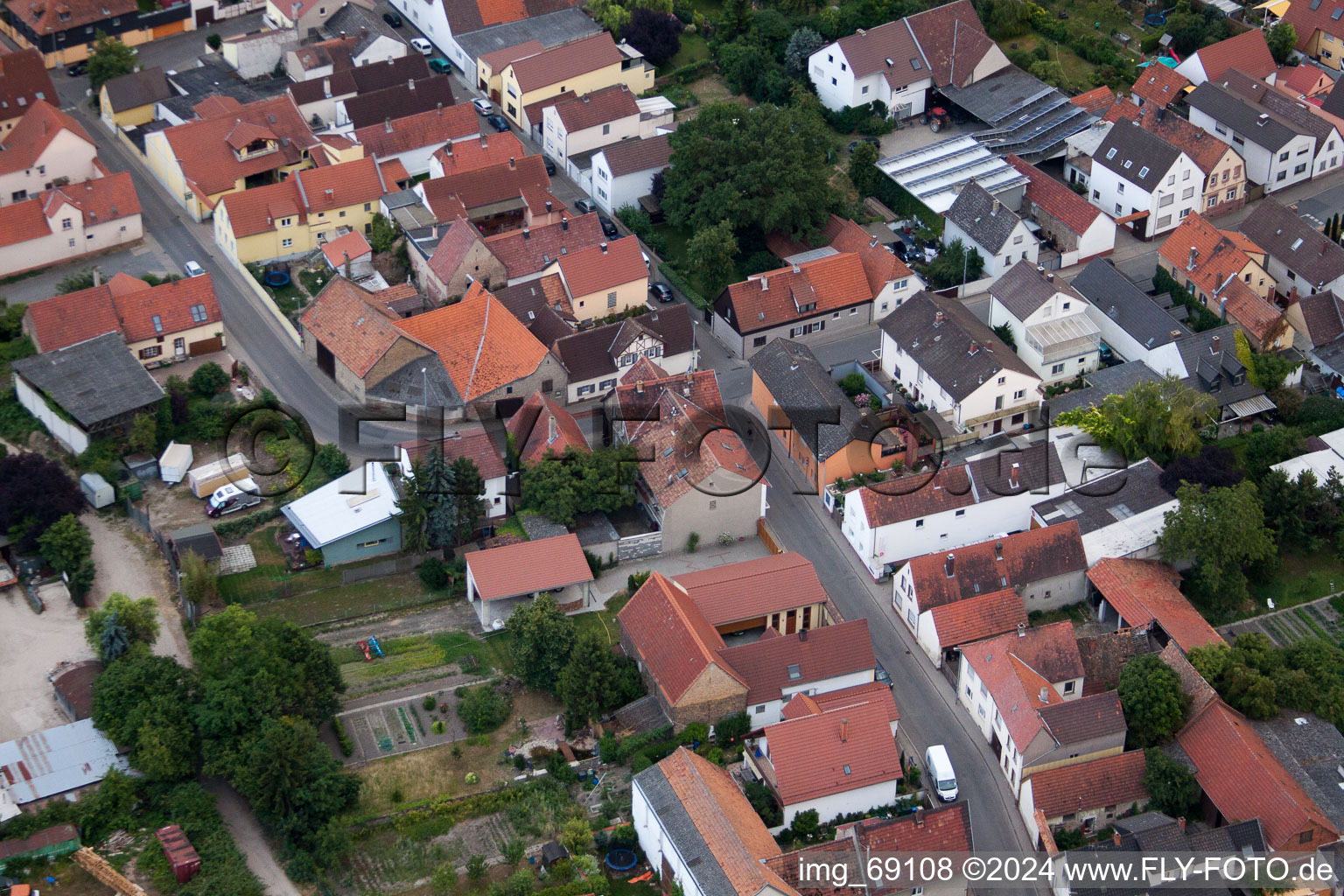 Aerial photograpy of District Bobenheim in Bobenheim-Roxheim in the state Rhineland-Palatinate, Germany