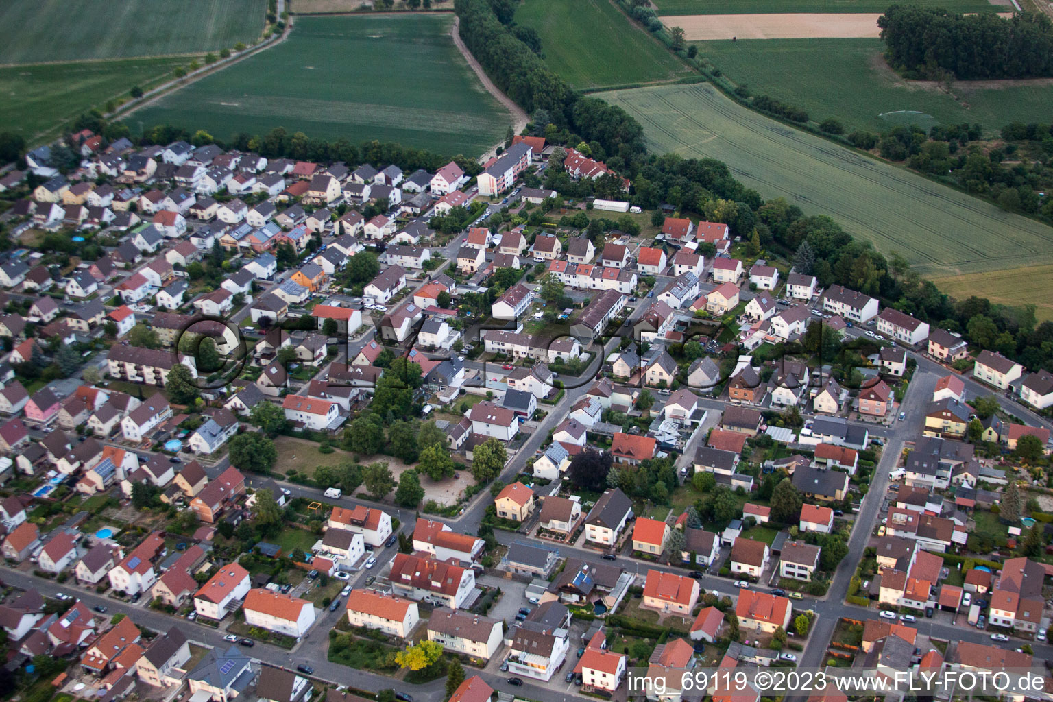 District Bobenheim in Bobenheim-Roxheim in the state Rhineland-Palatinate, Germany viewn from the air