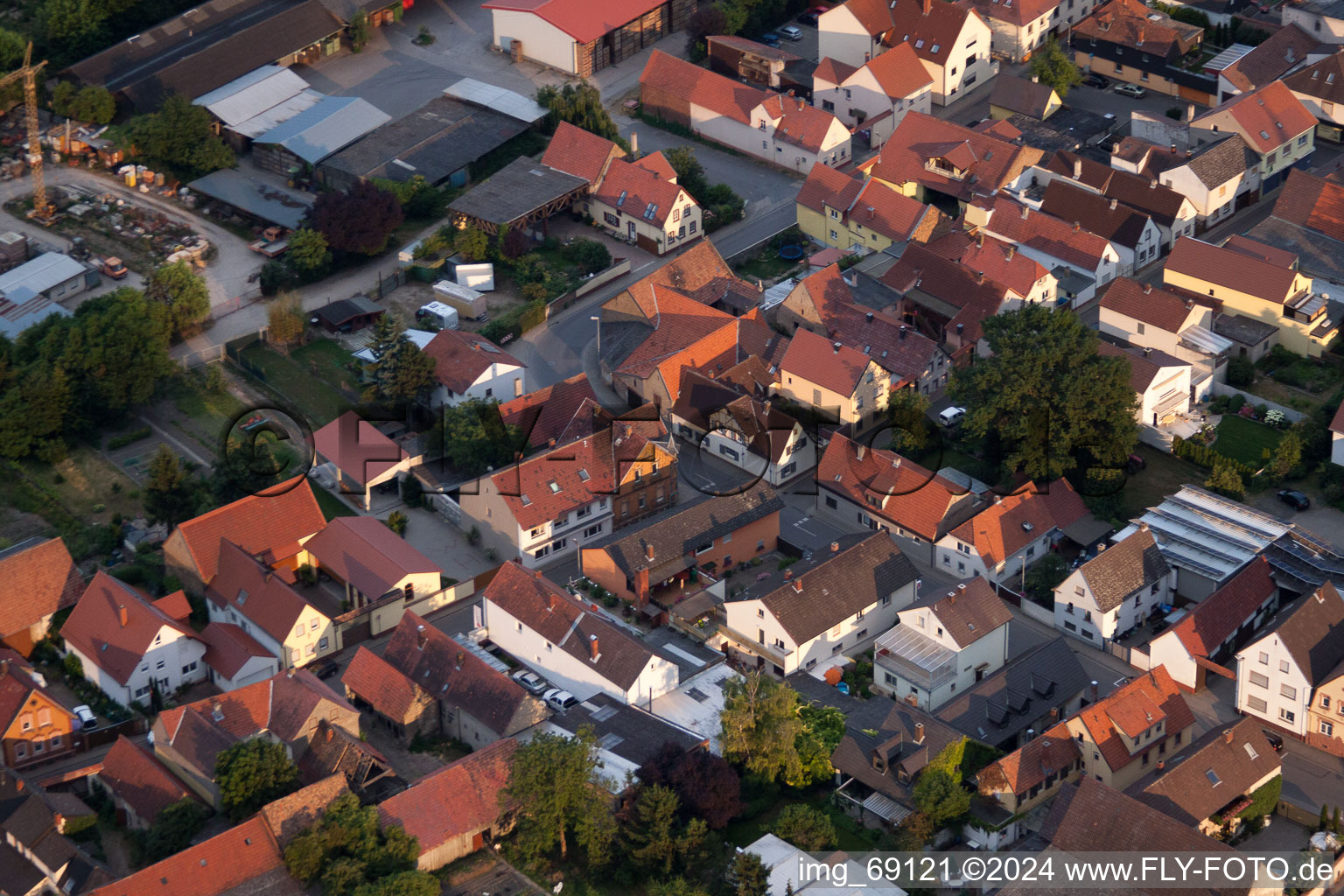 Drone recording of District Bobenheim in Bobenheim-Roxheim in the state Rhineland-Palatinate, Germany