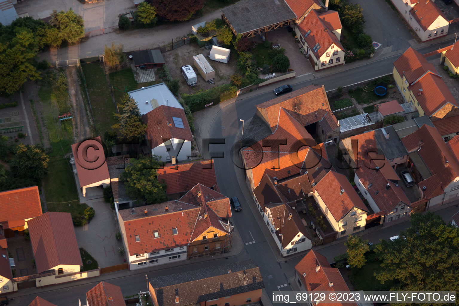 District Bobenheim in Bobenheim-Roxheim in the state Rhineland-Palatinate, Germany seen from a drone