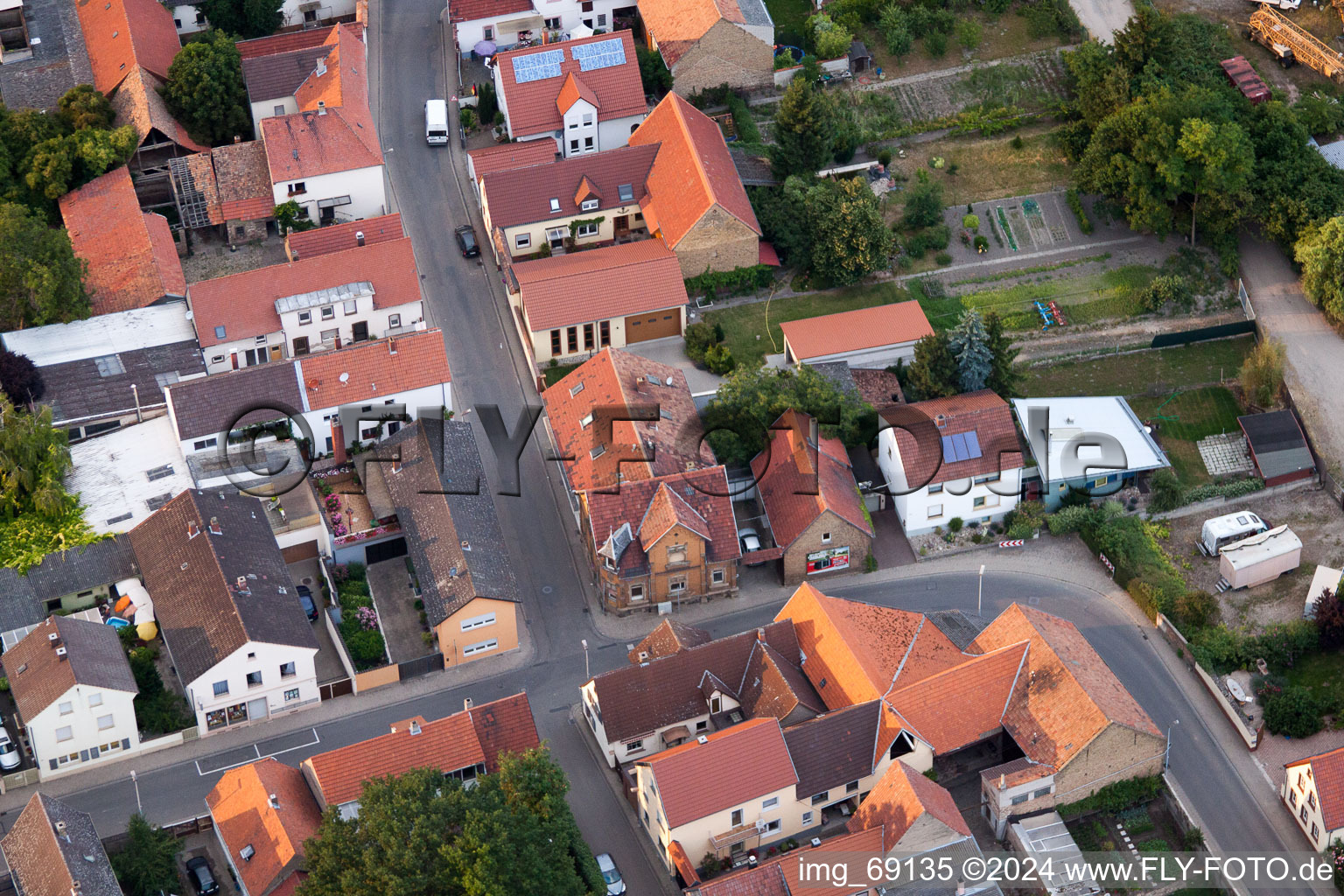 Oblique view of District Bobenheim in Bobenheim-Roxheim in the state Rhineland-Palatinate, Germany