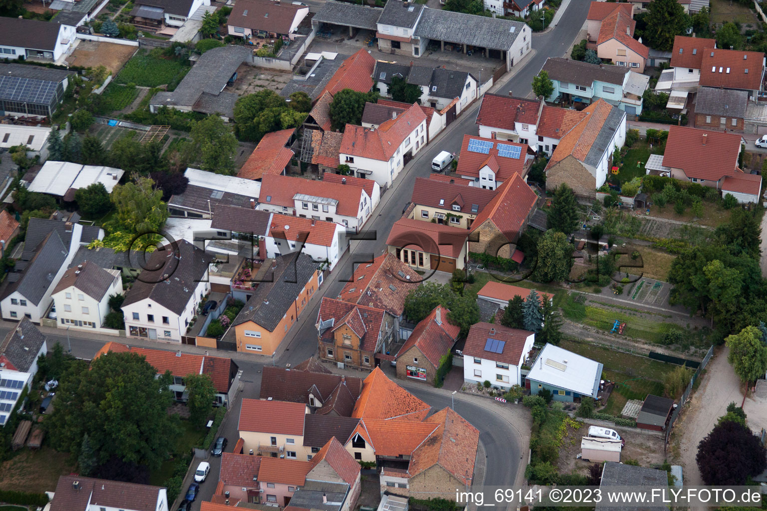 District Bobenheim in Bobenheim-Roxheim in the state Rhineland-Palatinate, Germany seen from above