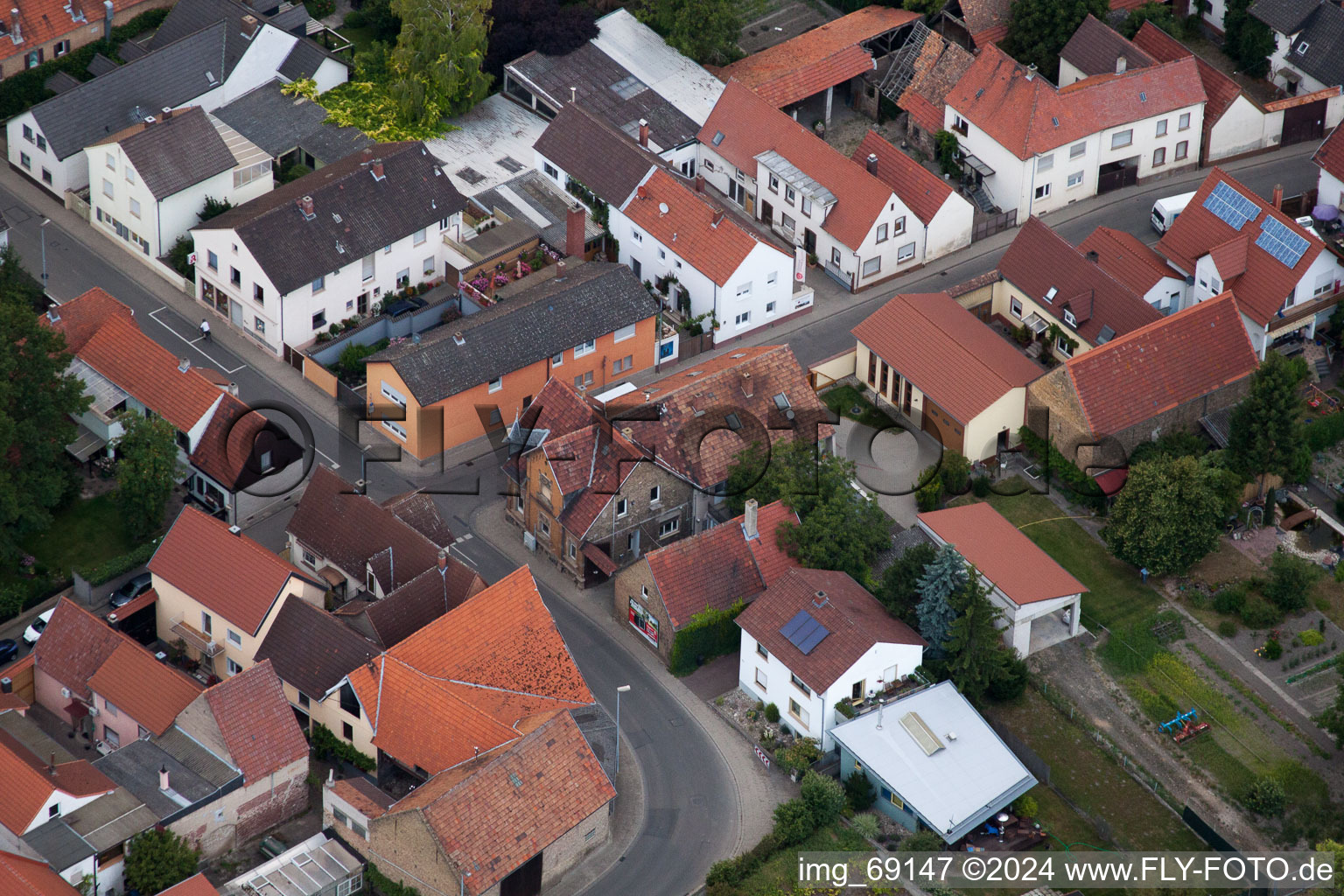 Drone recording of District Bobenheim in Bobenheim-Roxheim in the state Rhineland-Palatinate, Germany