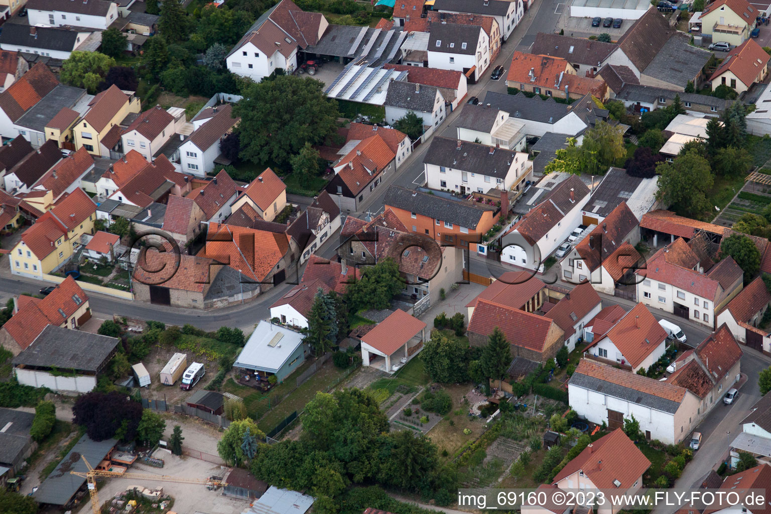 District Bobenheim in Bobenheim-Roxheim in the state Rhineland-Palatinate, Germany from a drone