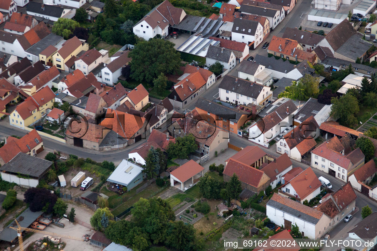 District Bobenheim in Bobenheim-Roxheim in the state Rhineland-Palatinate, Germany seen from a drone