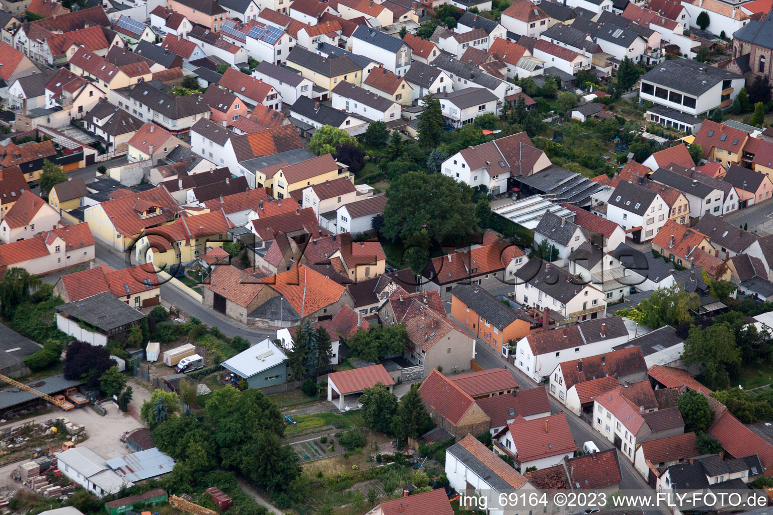 Aerial view of District Bobenheim in Bobenheim-Roxheim in the state Rhineland-Palatinate, Germany