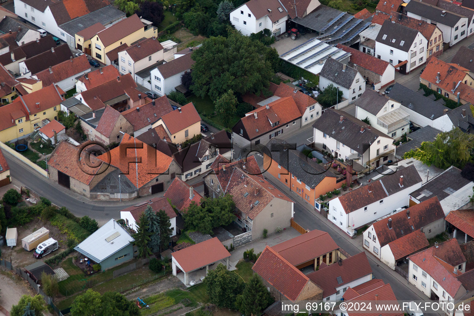 Oblique view of District Bobenheim in Bobenheim-Roxheim in the state Rhineland-Palatinate, Germany