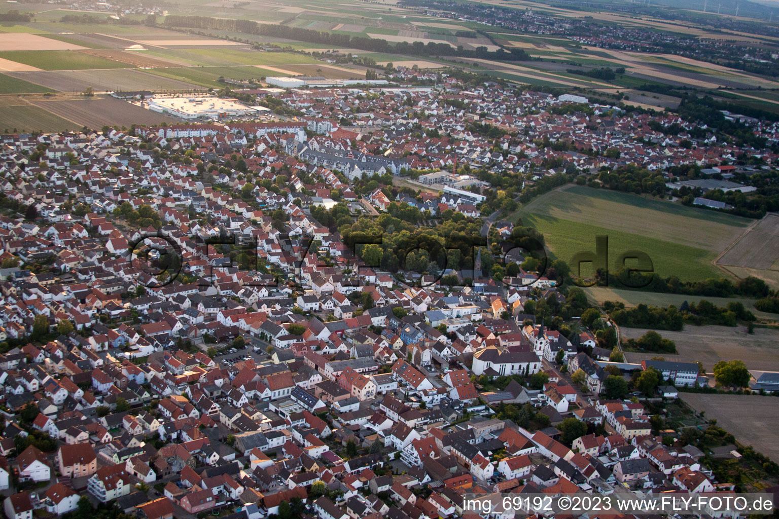District Roxheim in Bobenheim-Roxheim in the state Rhineland-Palatinate, Germany viewn from the air