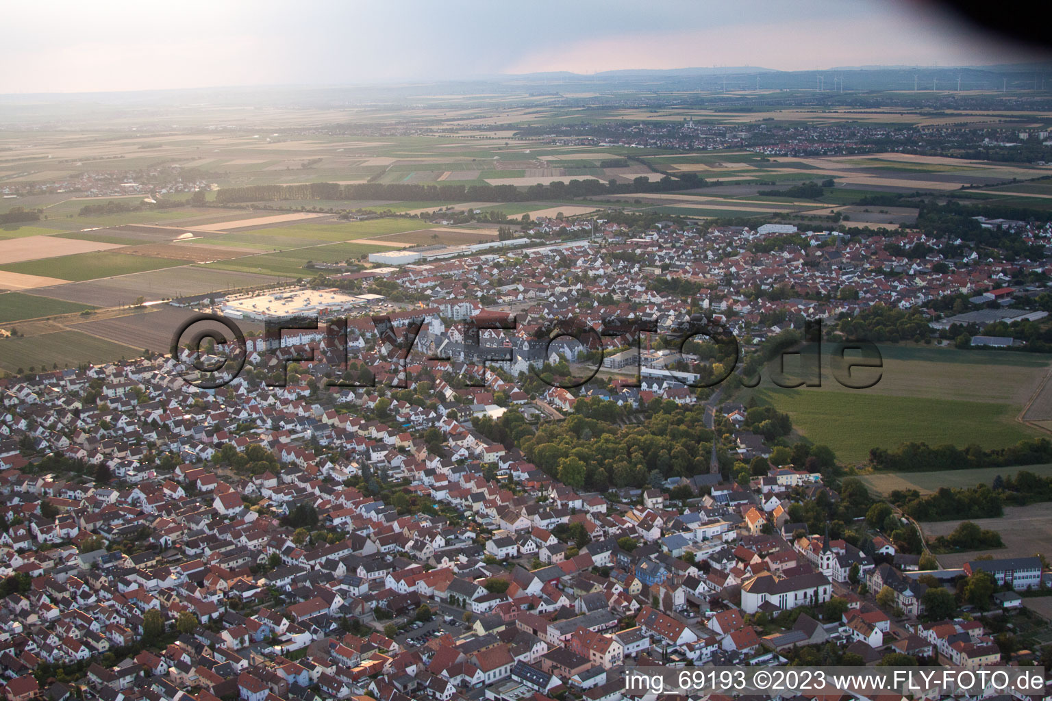 Drone recording of District Roxheim in Bobenheim-Roxheim in the state Rhineland-Palatinate, Germany