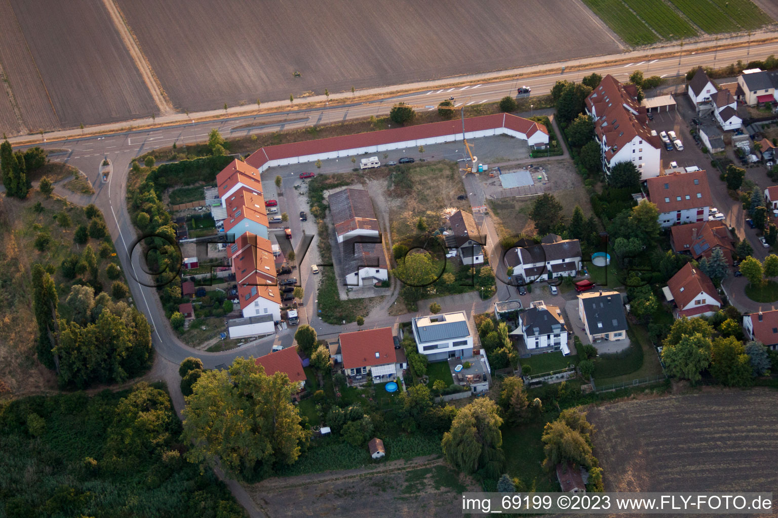 District Roxheim in Bobenheim-Roxheim in the state Rhineland-Palatinate, Germany from a drone