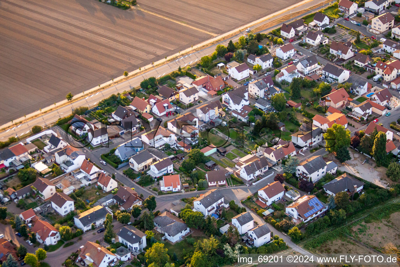 Aerial view of District Roxheim in Bobenheim-Roxheim in the state Rhineland-Palatinate, Germany