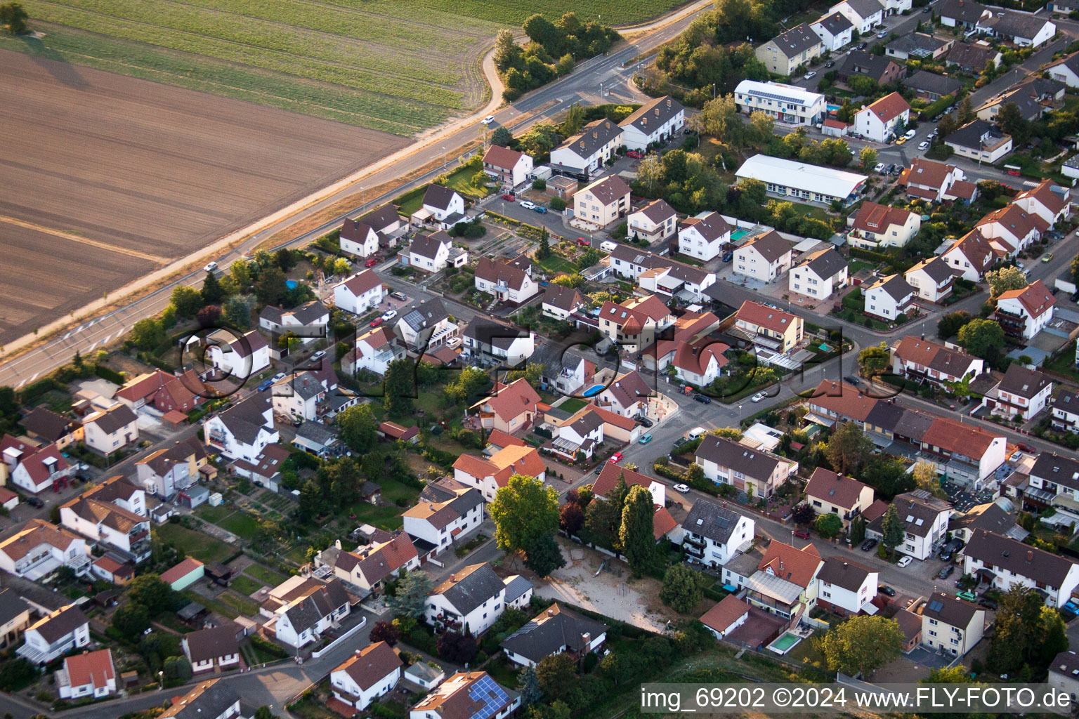 Aerial photograpy of District Roxheim in Bobenheim-Roxheim in the state Rhineland-Palatinate, Germany