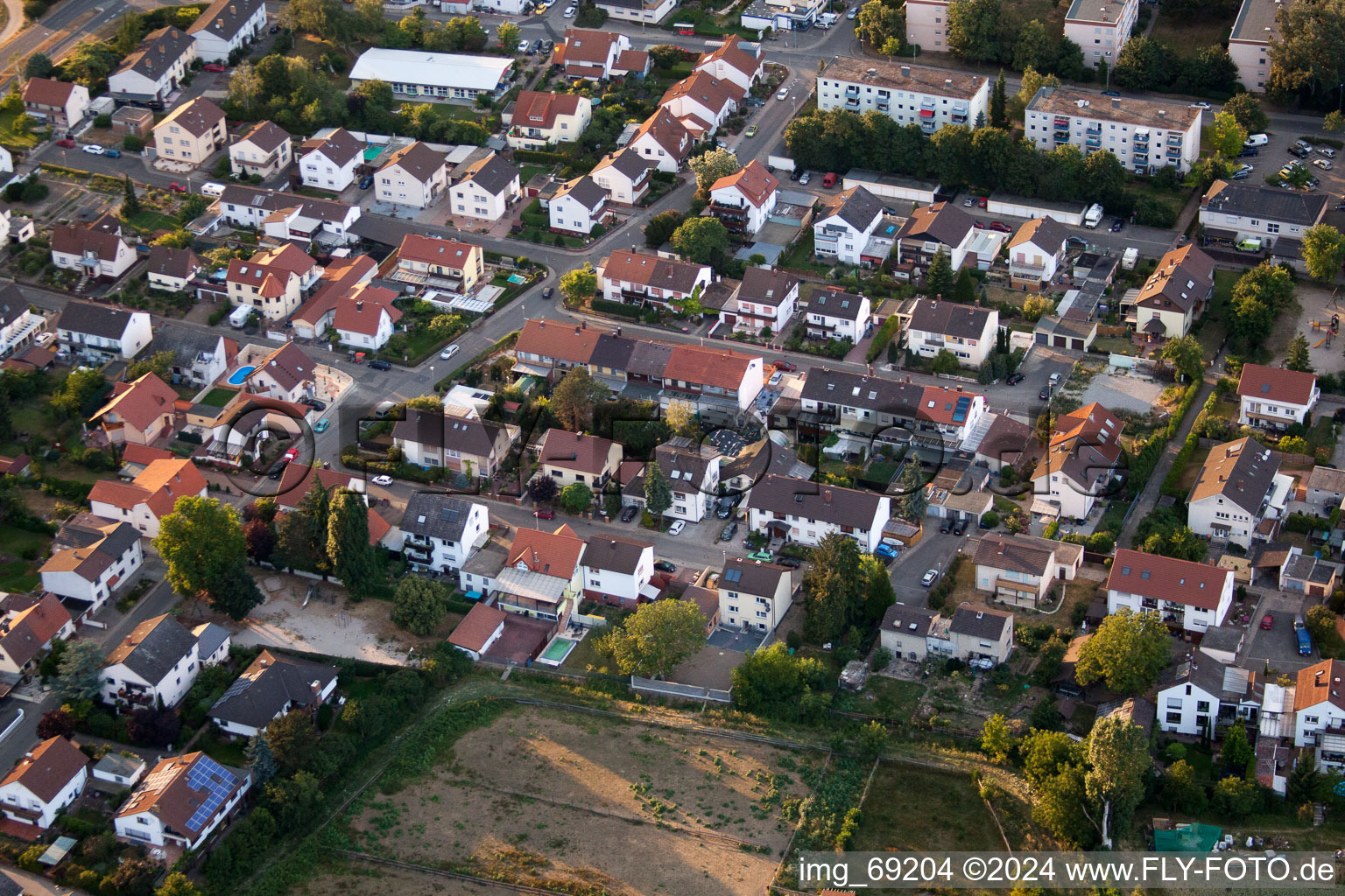 District Roxheim in Bobenheim-Roxheim in the state Rhineland-Palatinate, Germany from above