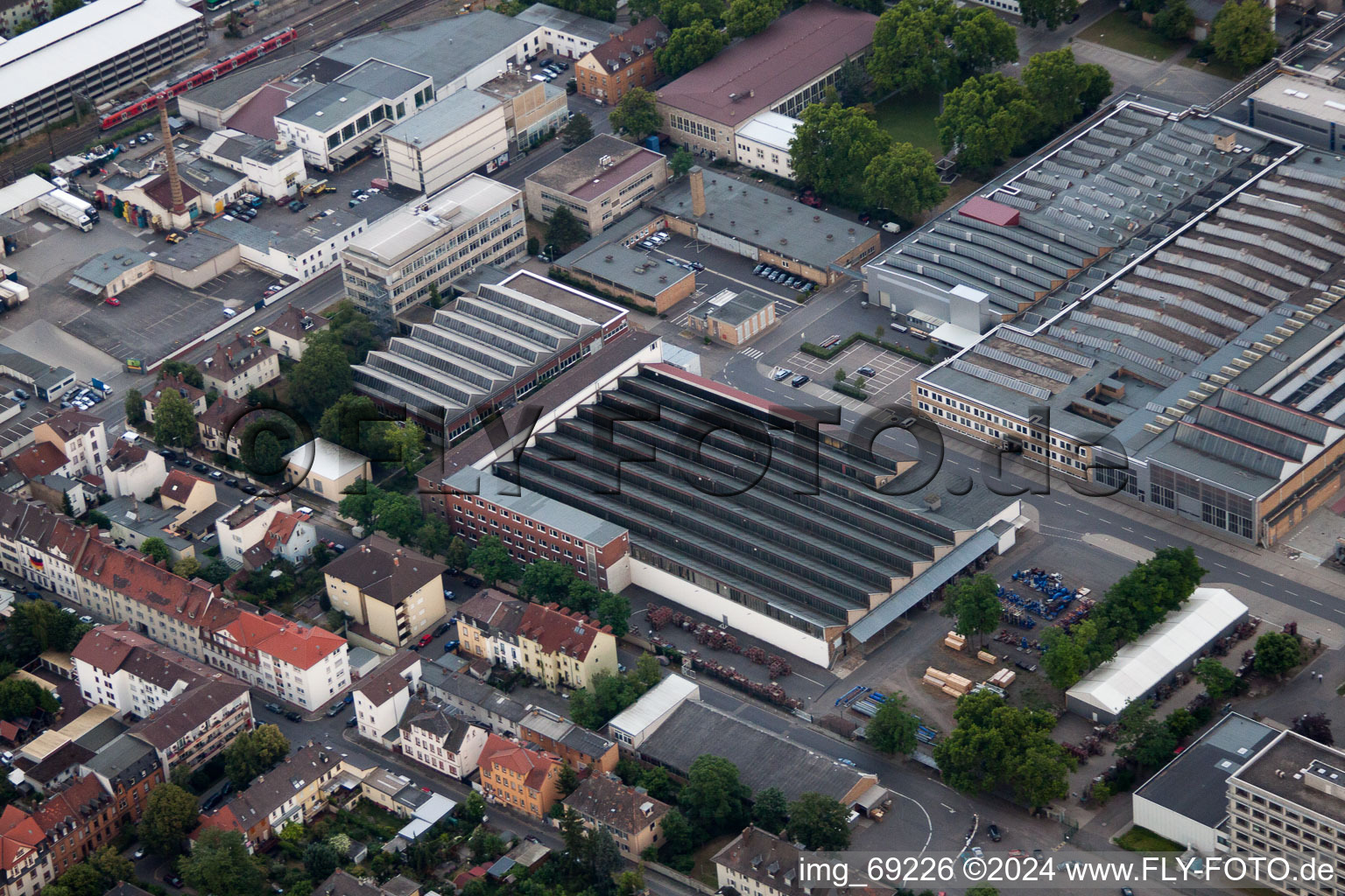 Oblique view of KSB SE in Frankenthal in the state Rhineland-Palatinate, Germany