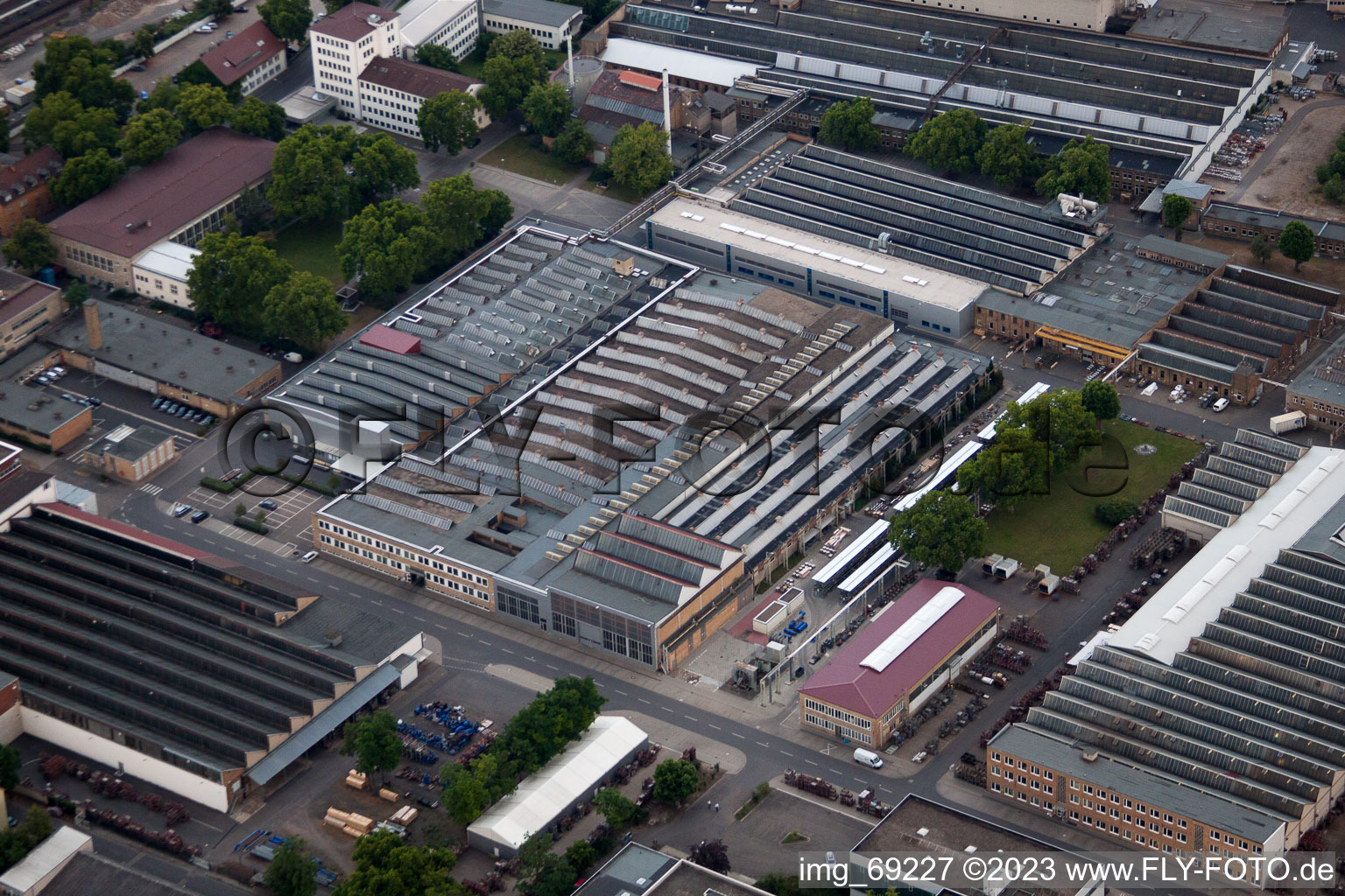 KSB SE in Frankenthal in the state Rhineland-Palatinate, Germany from above