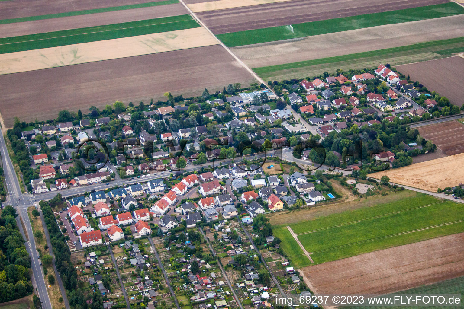 Aerial view of Lambsheimer Street in Frankenthal in the state Rhineland-Palatinate, Germany