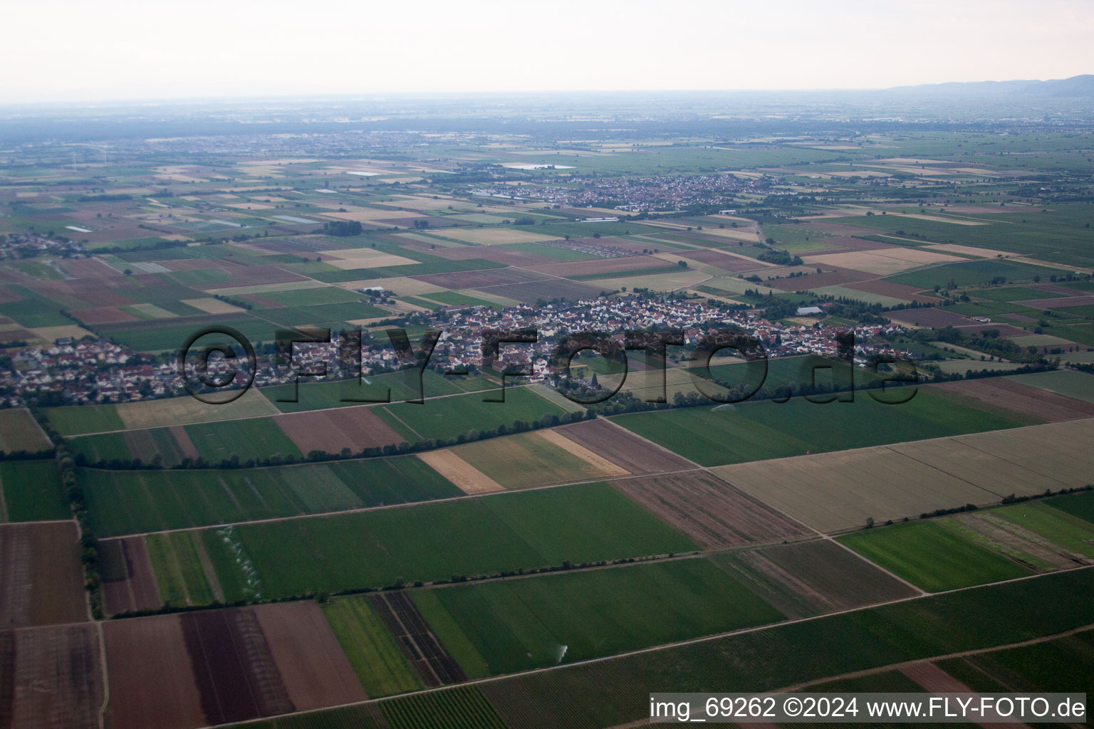 Ellerstadt in the state Rhineland-Palatinate, Germany from a drone