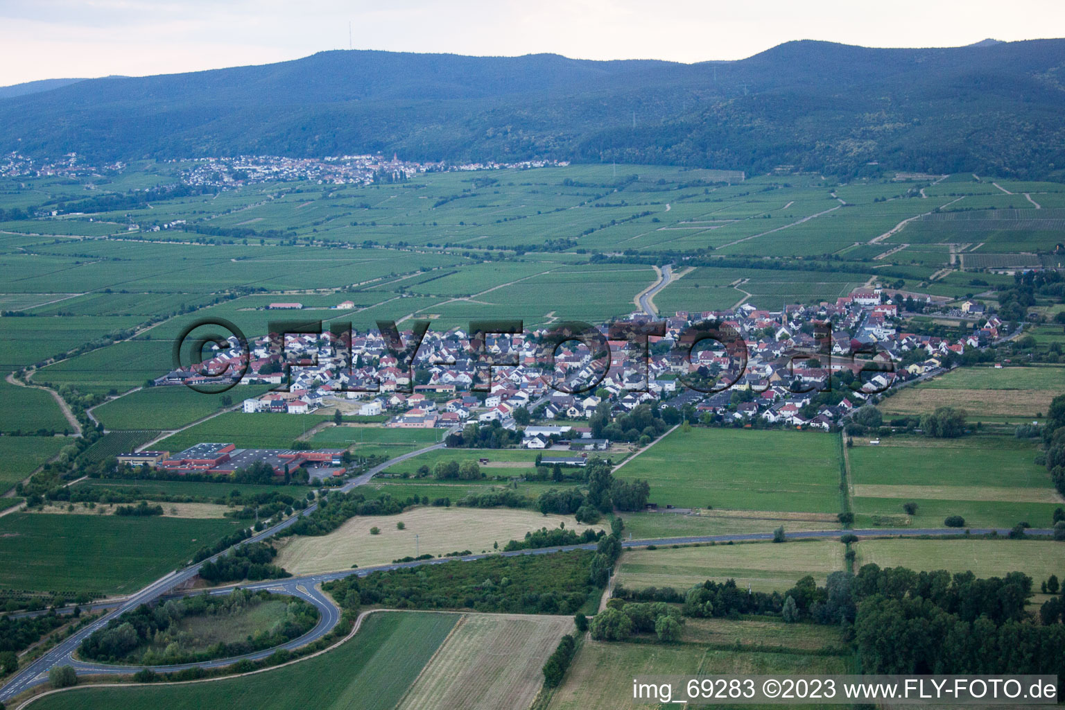 Ruppertsberg in the state Rhineland-Palatinate, Germany seen from above