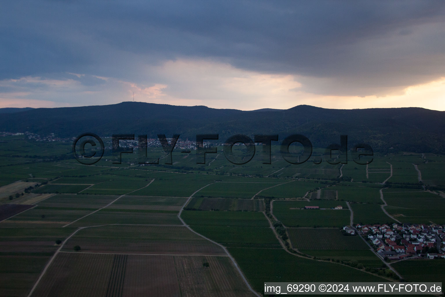 Ruppertsberg in the state Rhineland-Palatinate, Germany from the plane