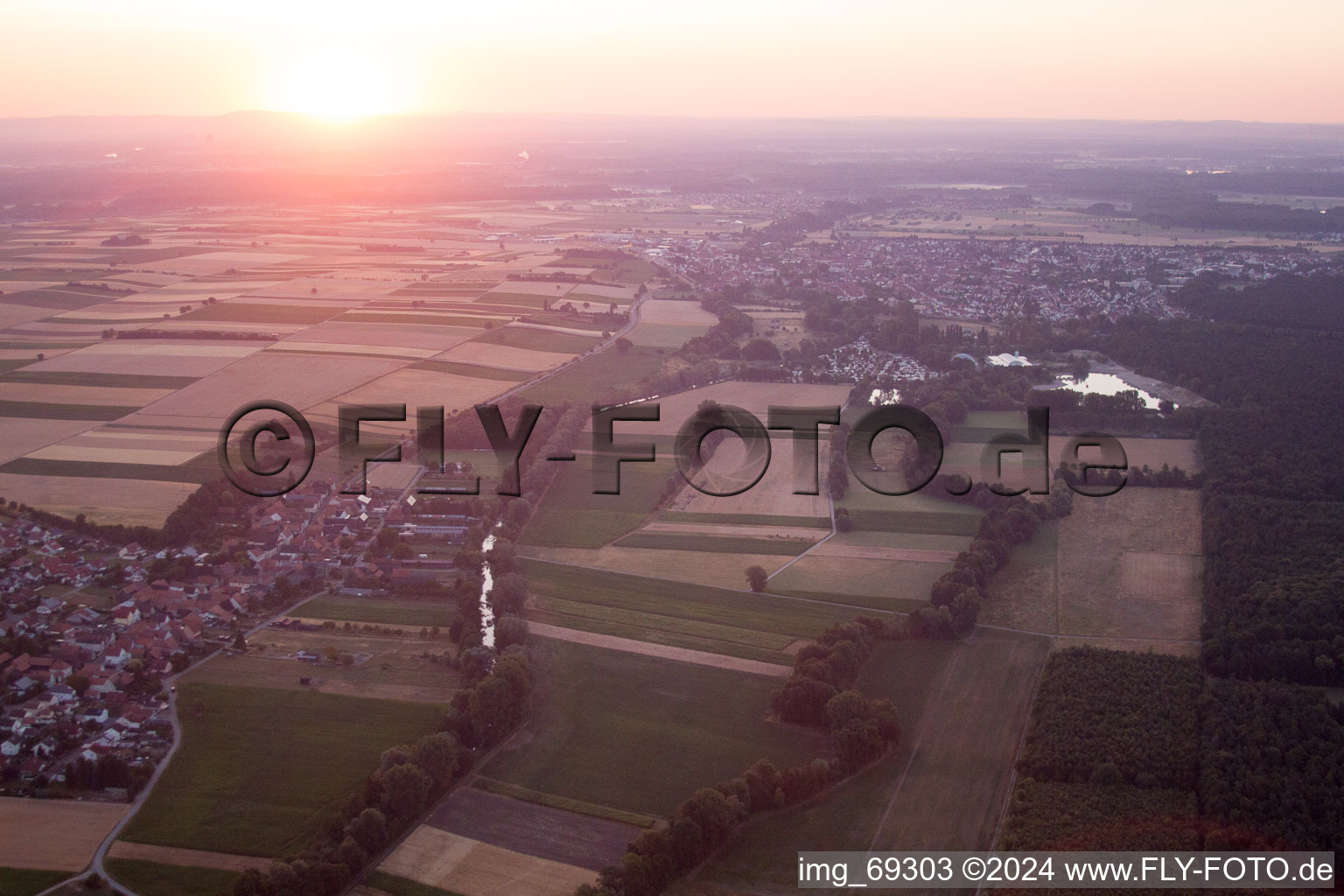 Herxheimweyher in the state Rhineland-Palatinate, Germany seen from a drone