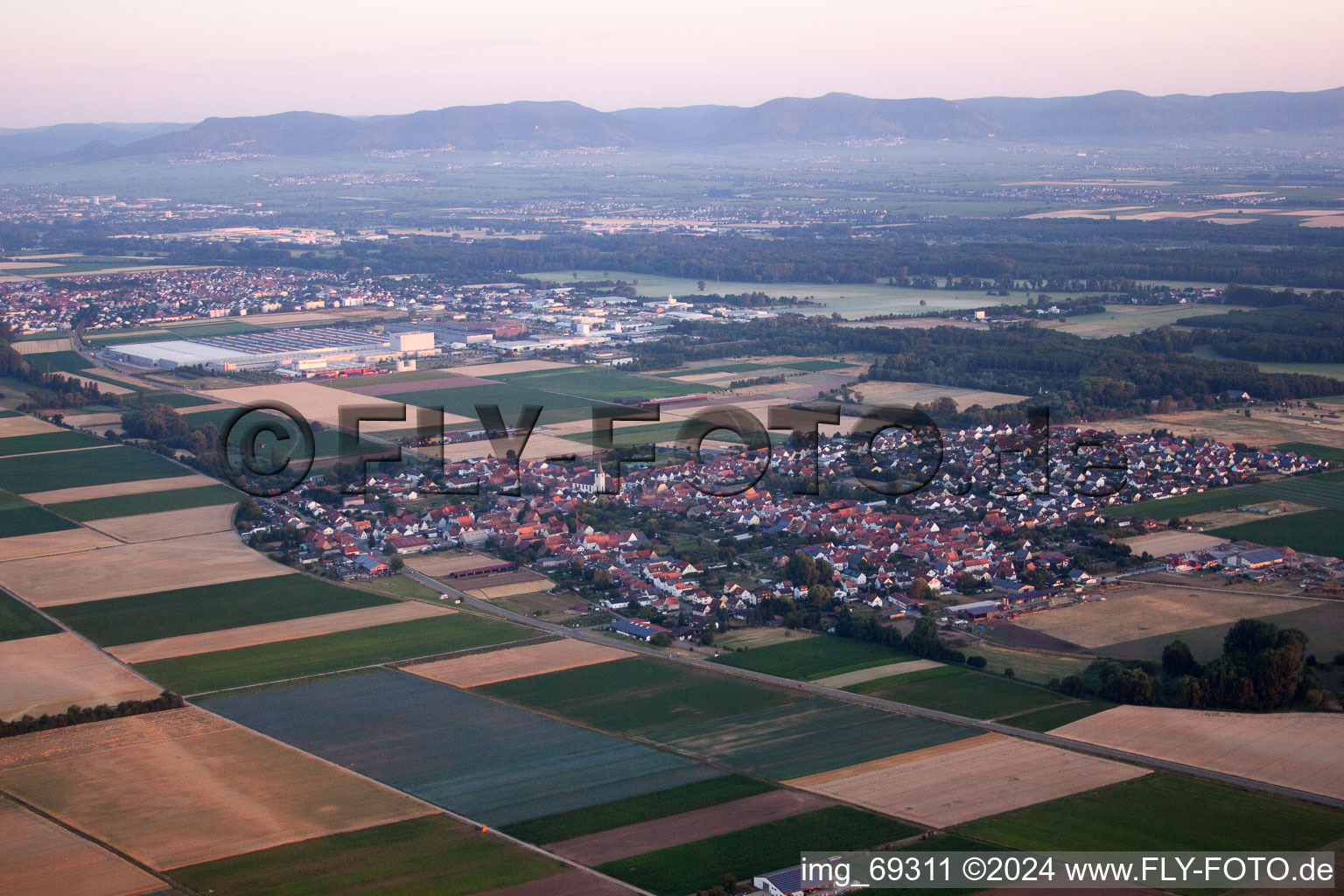 Aerial view of District Ottersheim in Ottersheim bei Landau in the state Rhineland-Palatinate, Germany