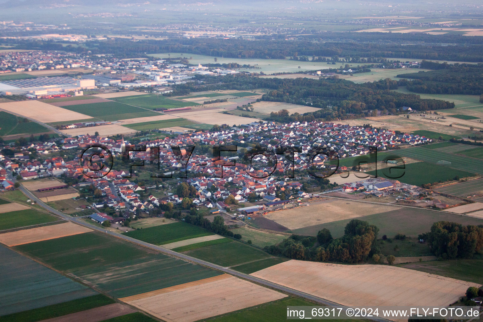 Aerial photograpy of District Ottersheim in Ottersheim bei Landau in the state Rhineland-Palatinate, Germany