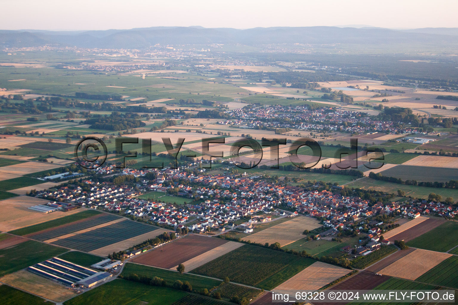 Drone recording of Gommersheim in the state Rhineland-Palatinate, Germany