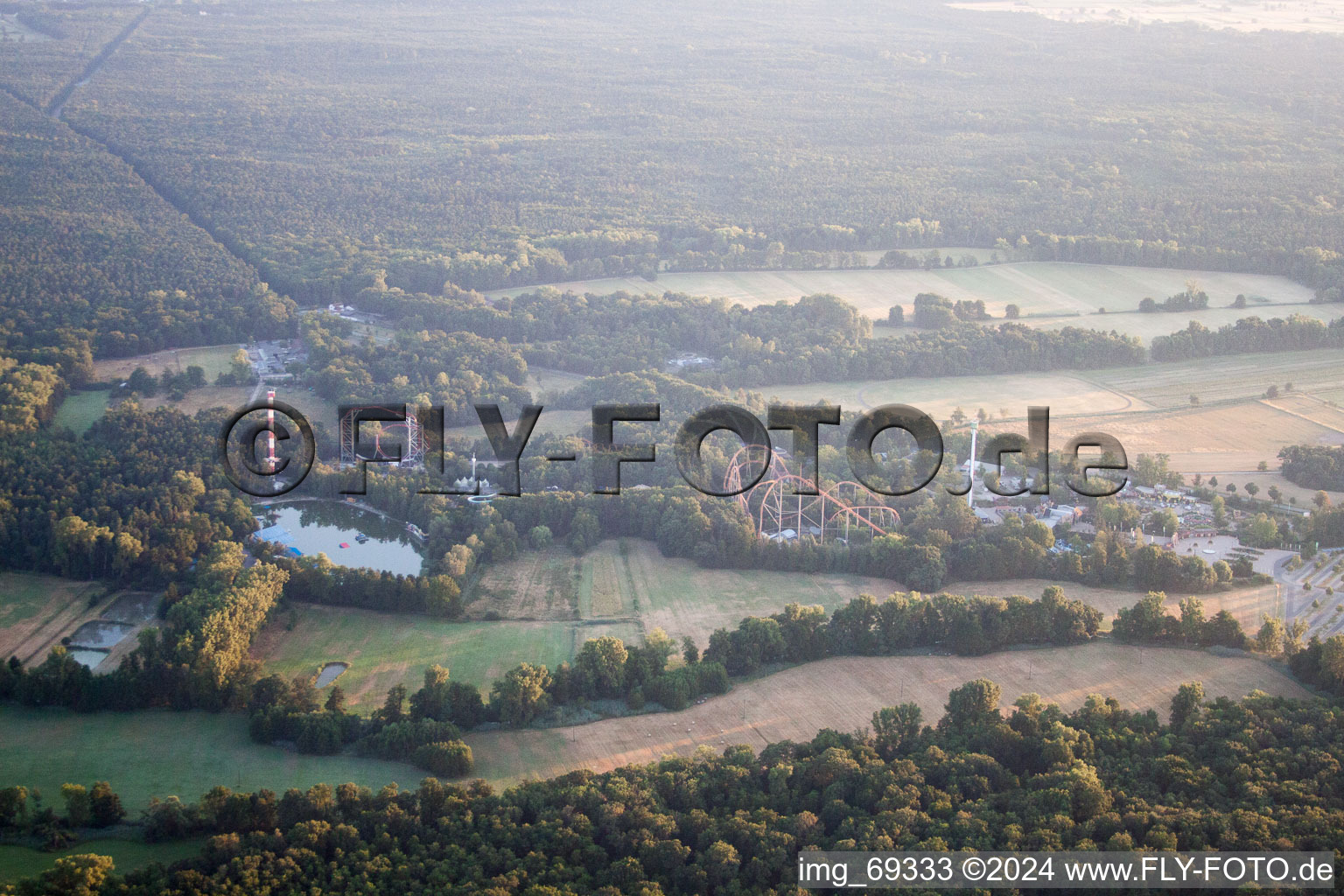 Holiday Park in Haßloch in the state Rhineland-Palatinate, Germany from a drone