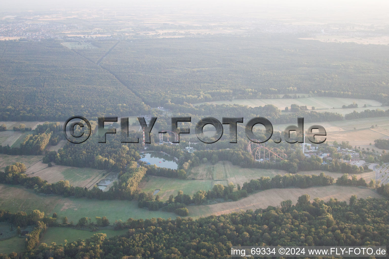 Holiday Park in Haßloch in the state Rhineland-Palatinate, Germany seen from a drone