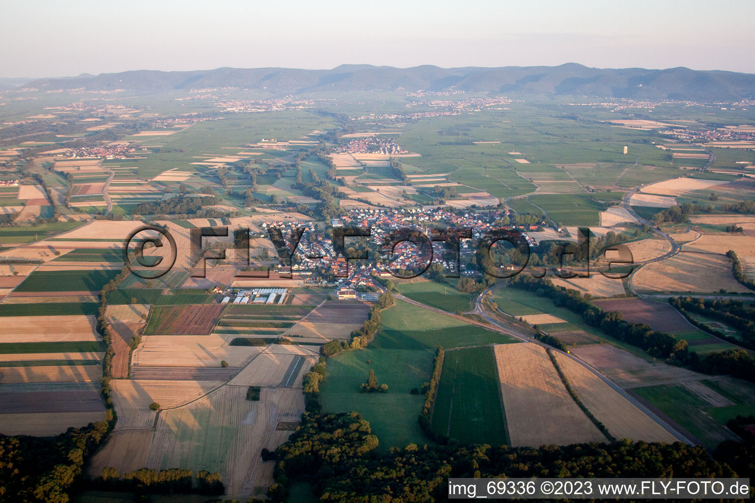 Oblique view of Geinsheim in the state Rhineland-Palatinate, Germany
