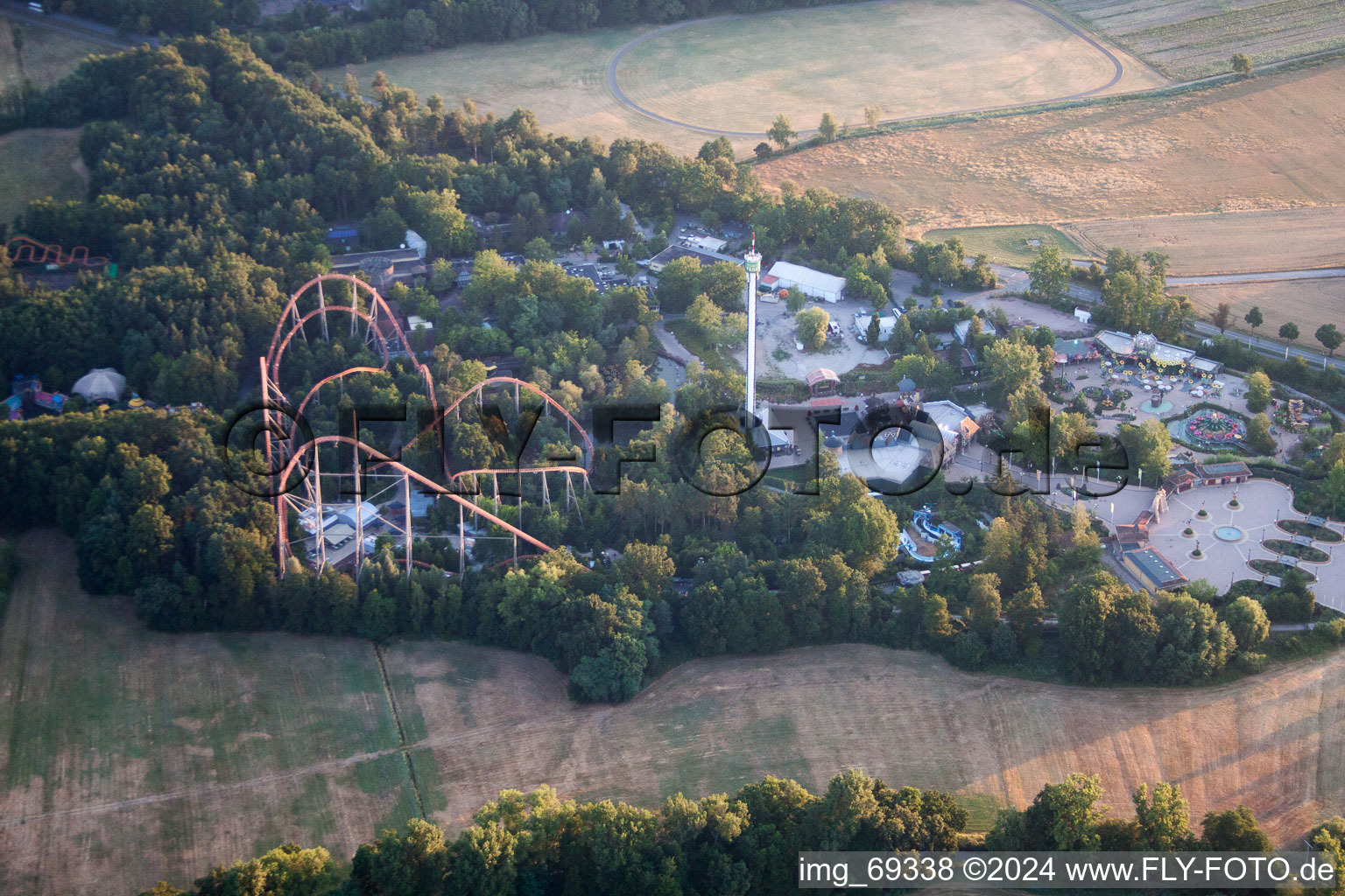 Aerial view of Holiday house plant of the park Holiday Park in Hassloch in the state Rhineland-Palatinate, Germany