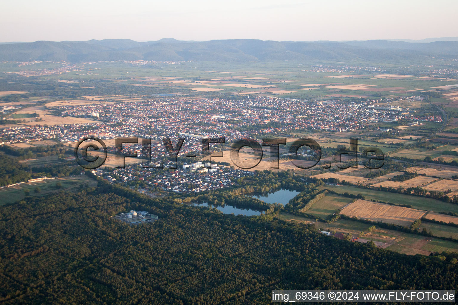 Haßloch in the state Rhineland-Palatinate, Germany from the plane