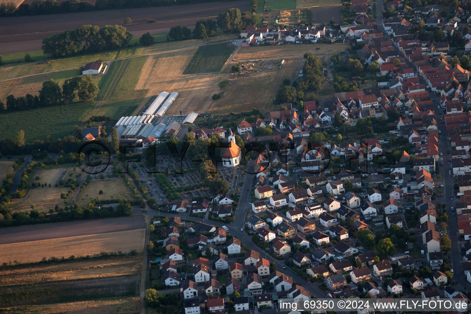 Town View of the streets and houses of the residential areas in Boehl-Iggelheim in the state Rhineland-Palatinate