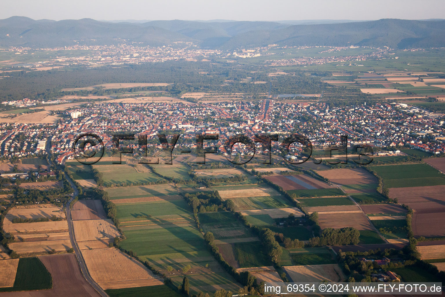 Drone recording of Haßloch in the state Rhineland-Palatinate, Germany