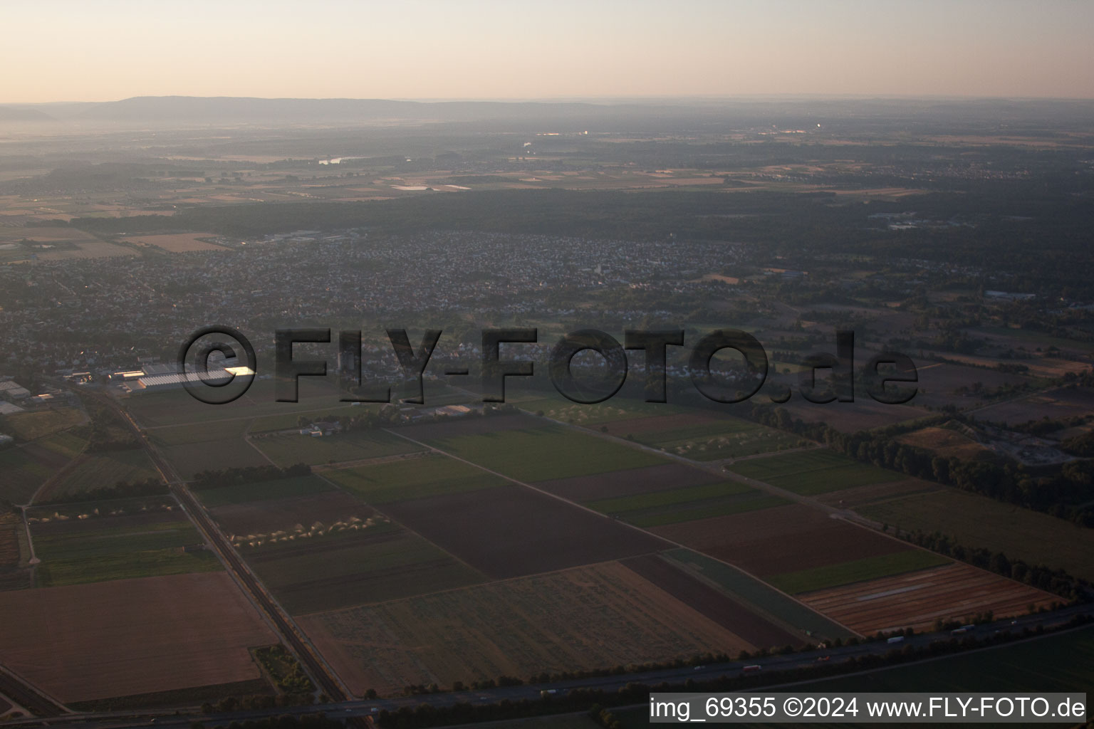 Drone recording of Haßloch in the state Rhineland-Palatinate, Germany