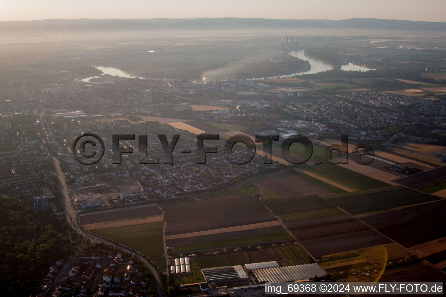 District Gartenstadt in Ludwigshafen am Rhein in the state Rhineland-Palatinate, Germany viewn from the air