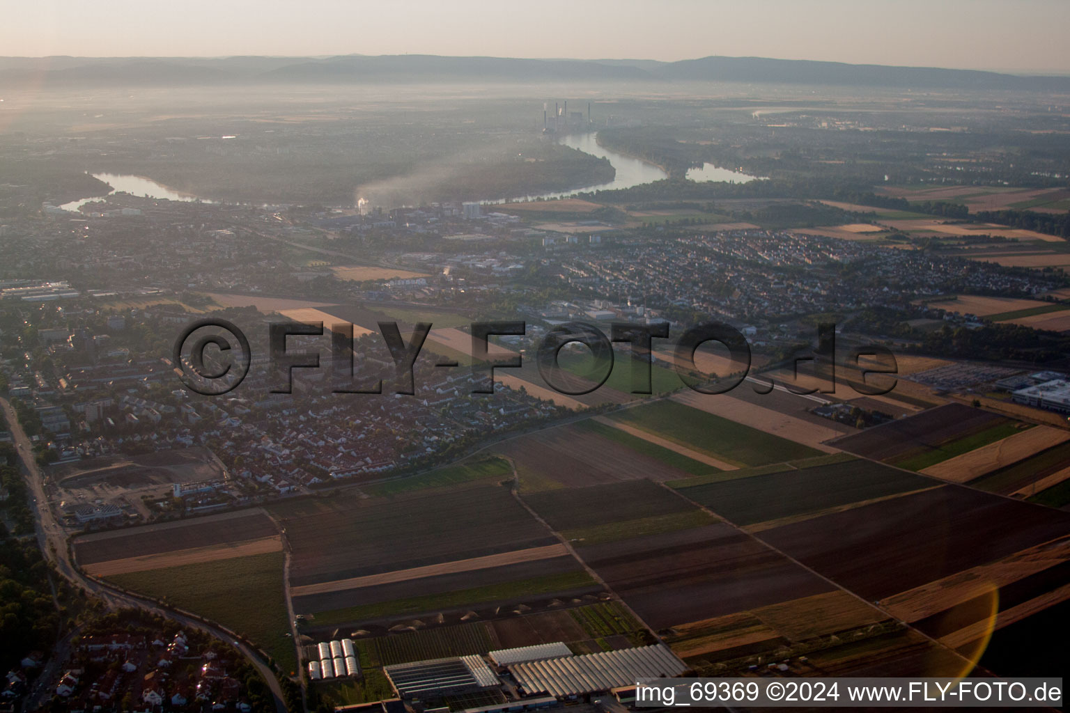 Drone recording of District Gartenstadt in Ludwigshafen am Rhein in the state Rhineland-Palatinate, Germany